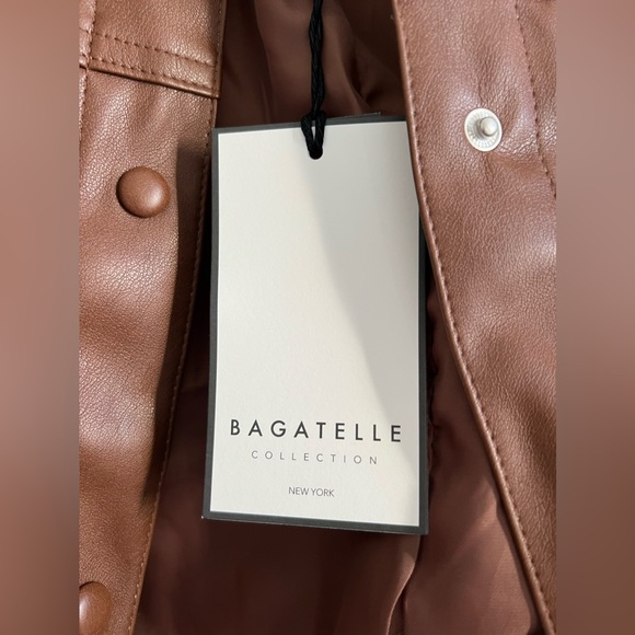 NWT Bagatelle Collection brown leather trucker-style jacket - Picture 3 of 5